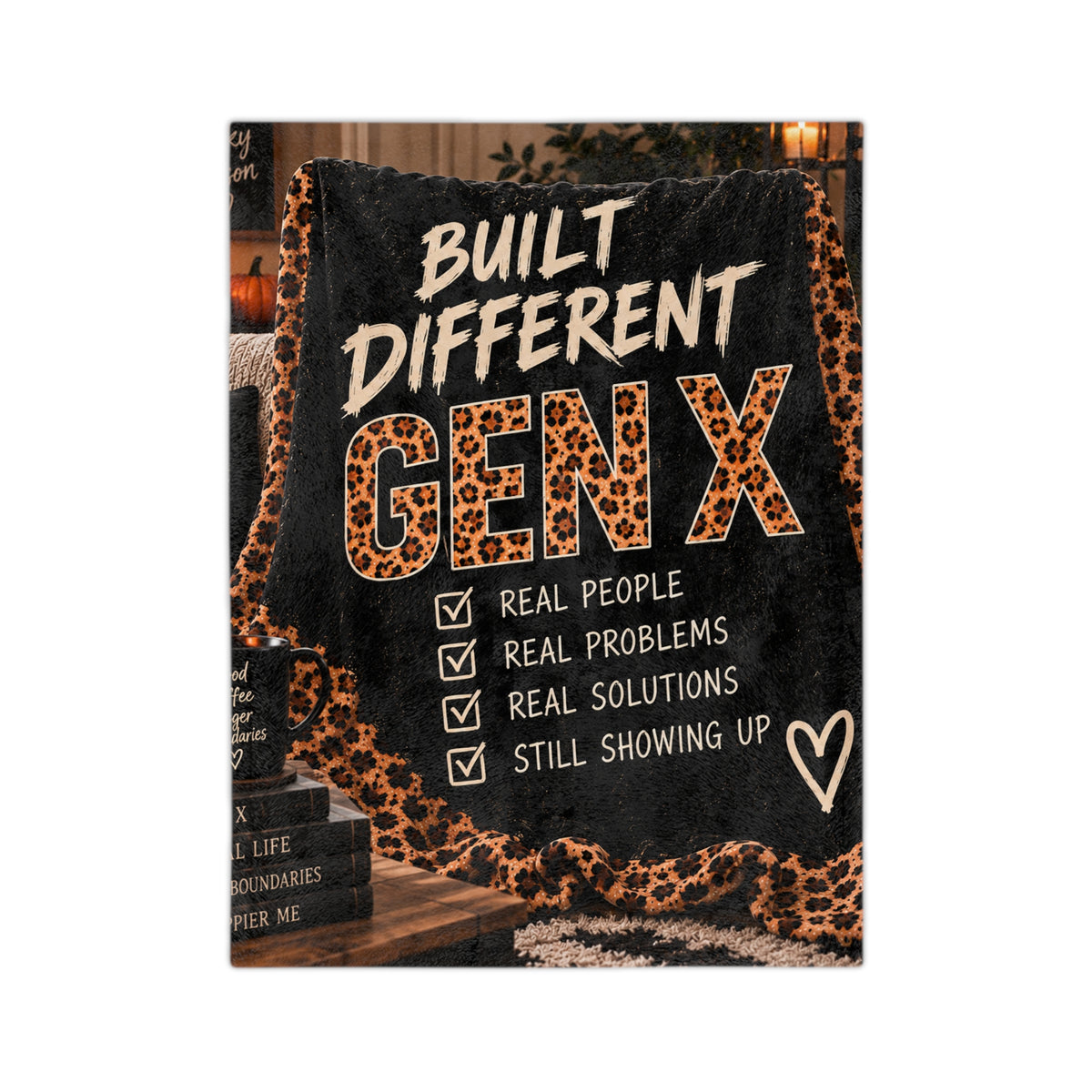 Gen X Leopard Throw Blanket – "Built Different" Microfiber Velveteen Blanket
