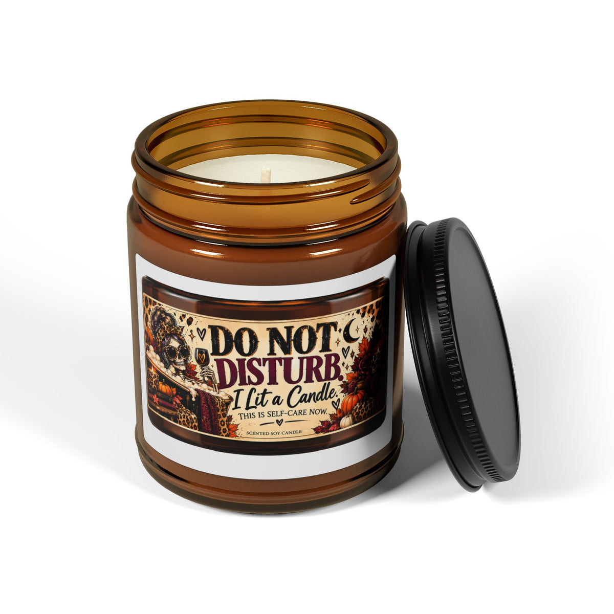Do Not Disturb Soy Candle — Amber Jar Relaxing Autumn Scent