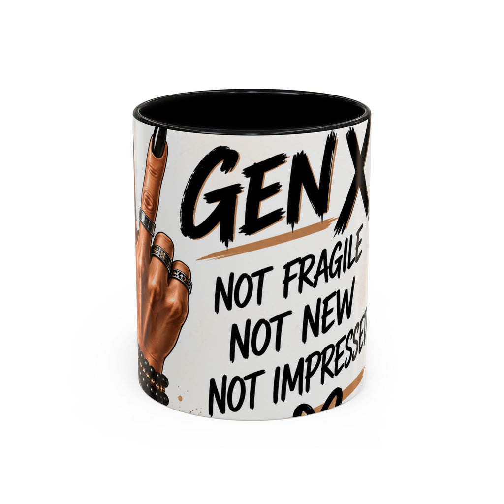 Gen X Coffee Mug — "Not Fragile, Not New, Not Impressed" Leopard Accent
