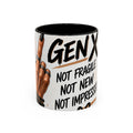 Gen X Coffee Mug — "Not Fragile, Not New, Not Impressed" Leopard Accent