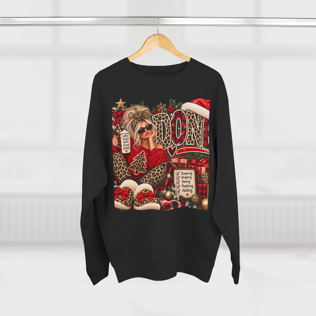 Christmas Mom Crewneck Sweatshirt - Leopard Santa Holiday Graphic