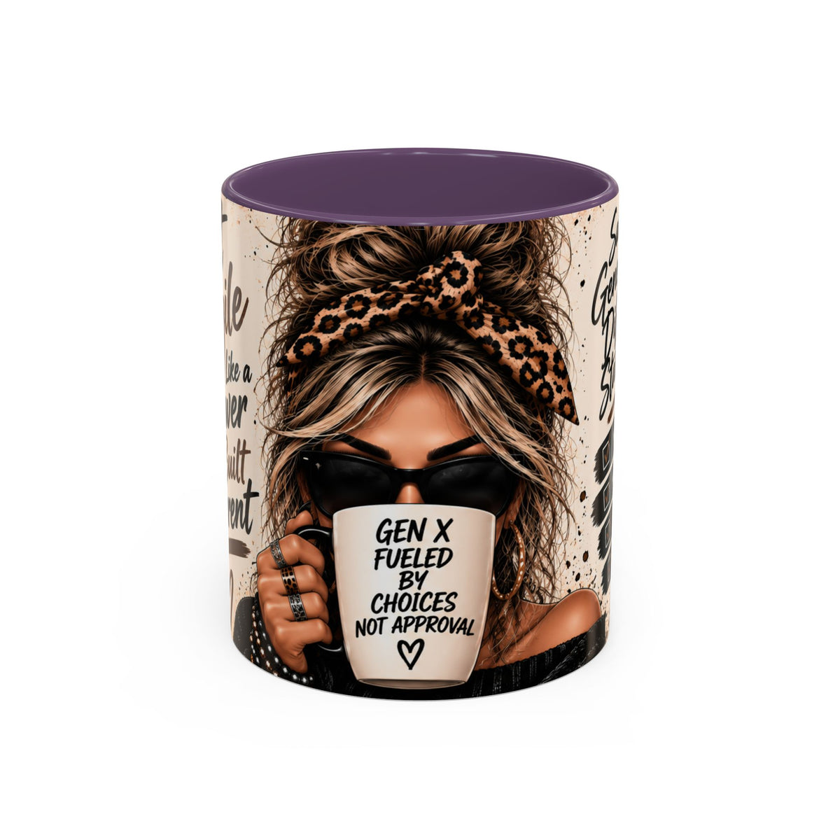 Gen X Coffee Mug - "Gen X Fueled by Choices Not Approval" Leopard Accent Mug