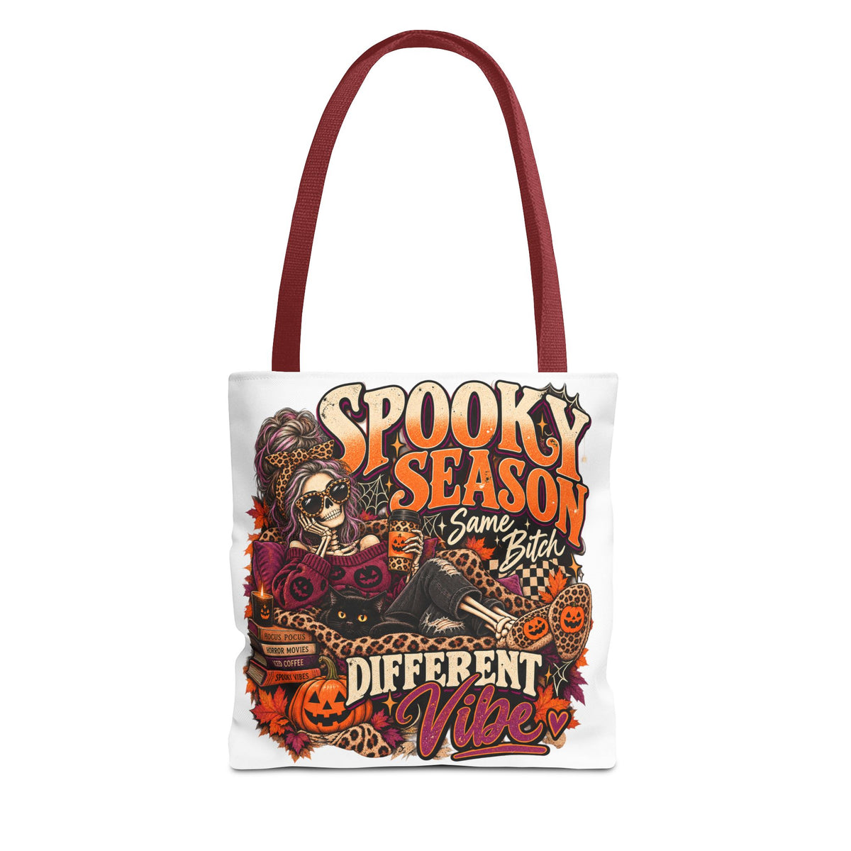 Spooky Season Tote Bag – "Different Vibe" Halloween Skull Graphic