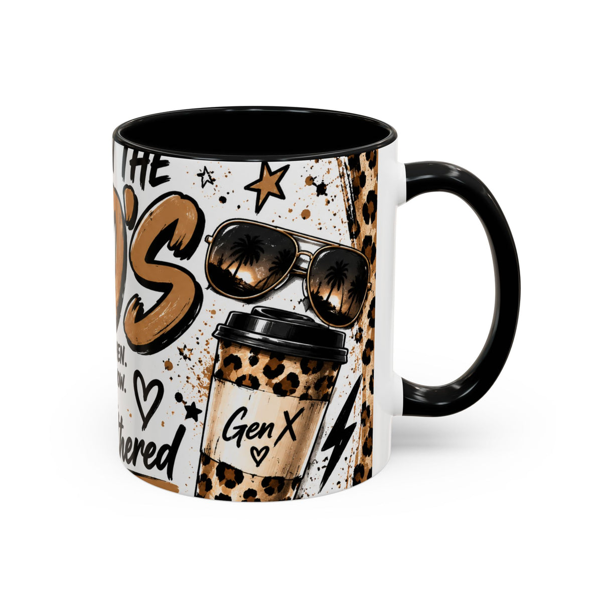 Built in the 80's Coffee Mug — Retro Gen X Leopard Travel Cup Design (11/15oz)