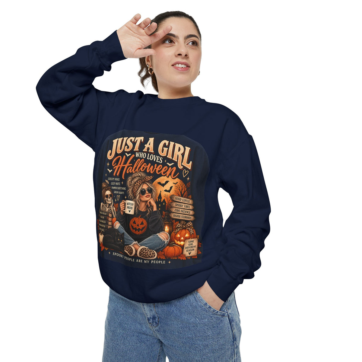 Just a Girl Who Loves Halloween Sweatshirt | Vintage Gen X Spooky Season Crewneck