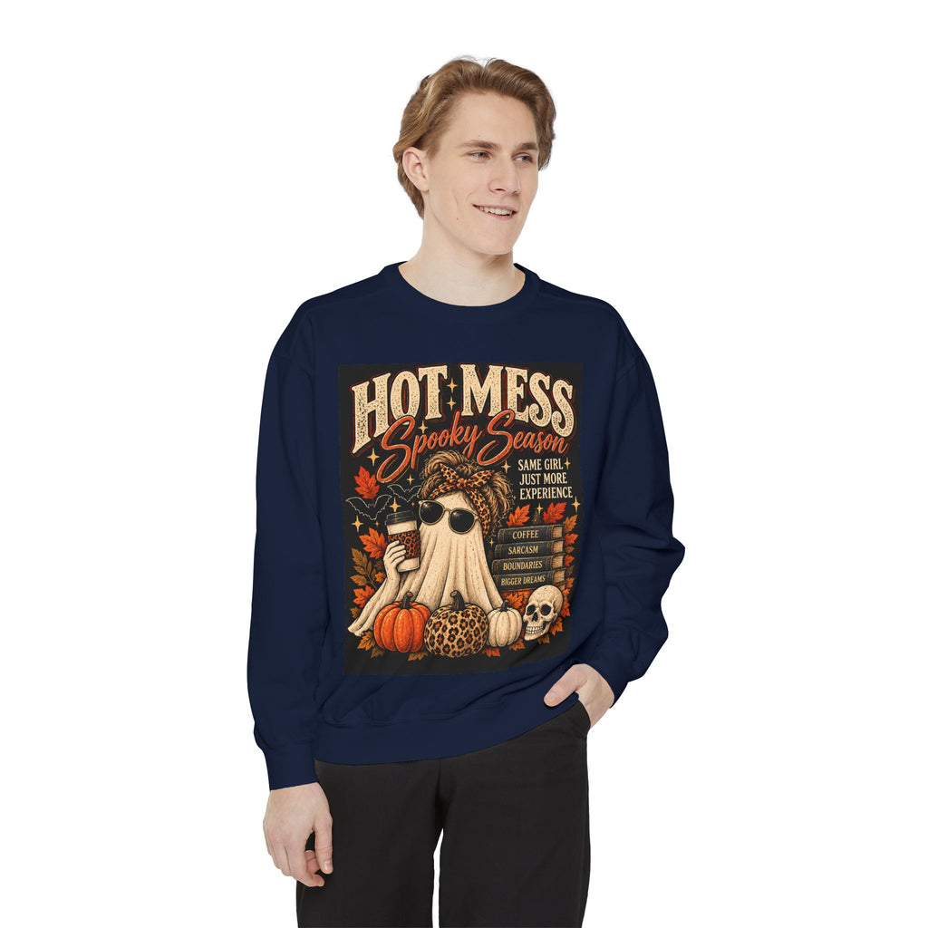 Hot Mess Spooky Season Sweatshirt | Gen X Halloween Crewneck | Vintage Fall Ghost