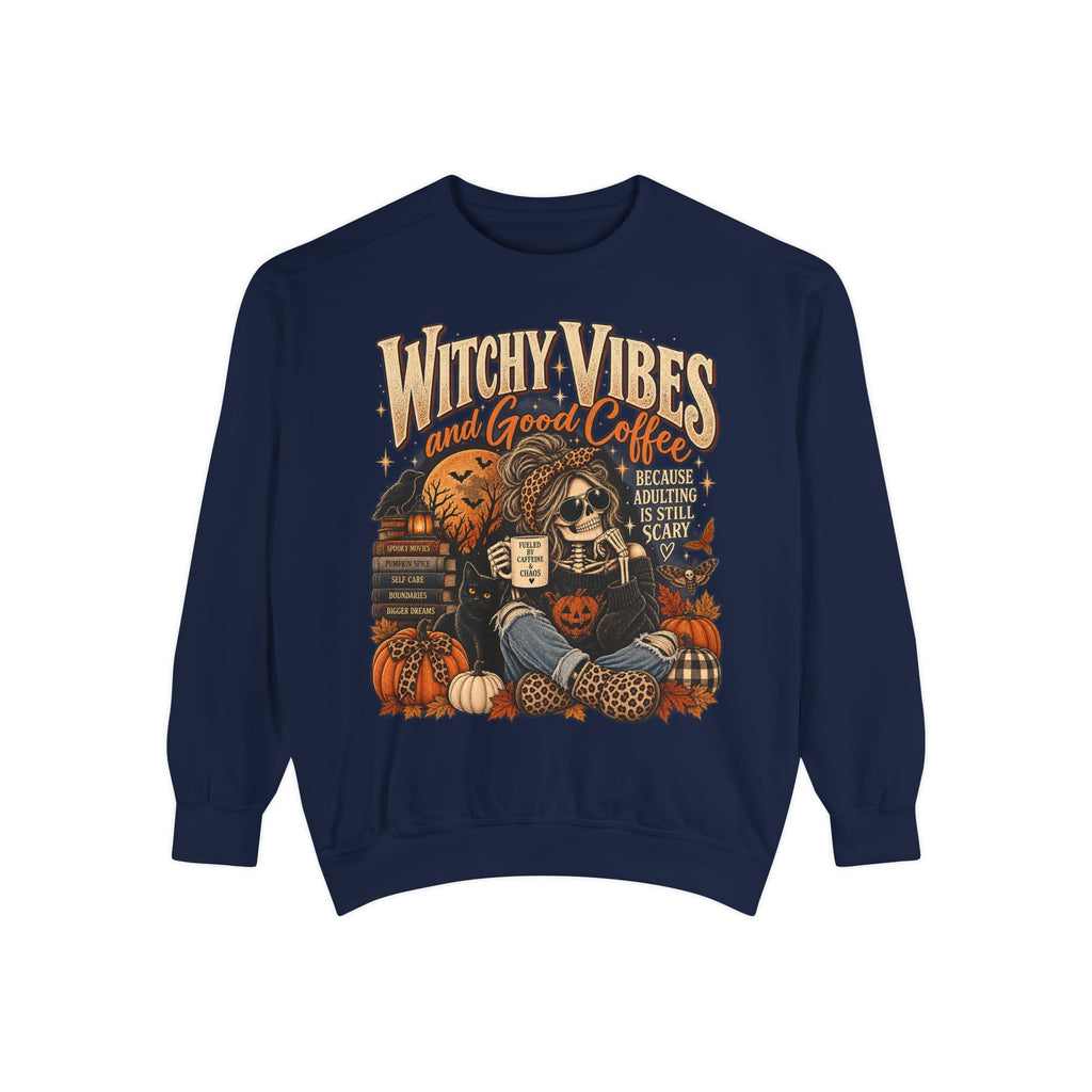 Witchy Vibes & Good Coffee Sweatshirt | Vintage Halloween Crewneck | Gen X Fall Style