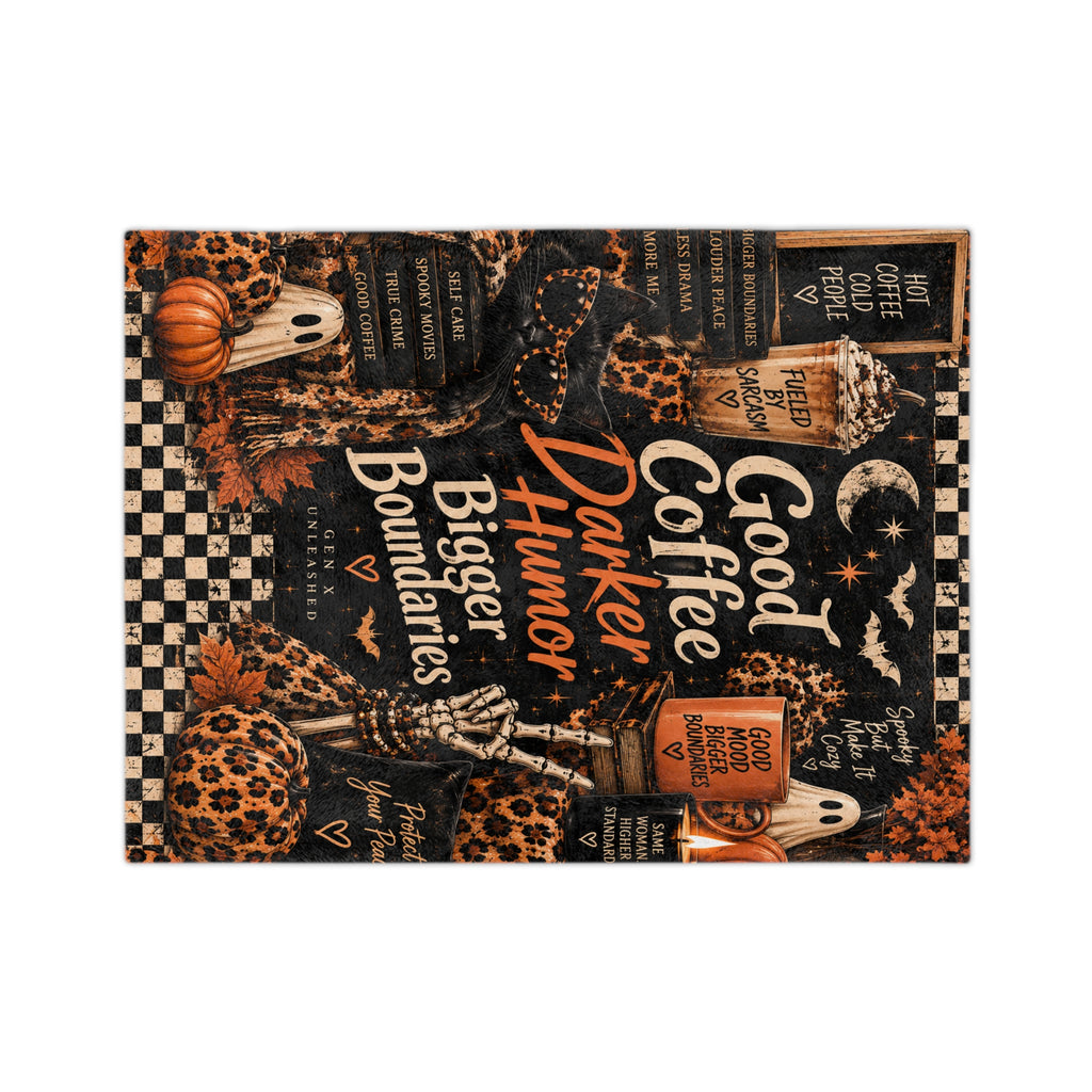 Good Coffee Darker Humor Microfiber Blanket — Halloween Coffee Lover Throw