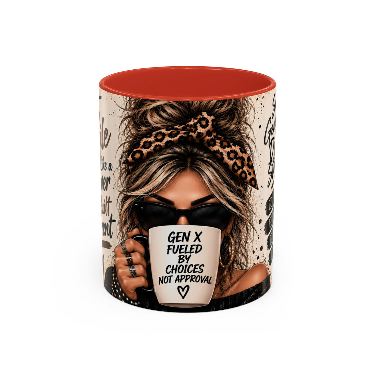 Gen X Coffee Mug - "Gen X Fueled by Choices Not Approval" Leopard Accent Mug