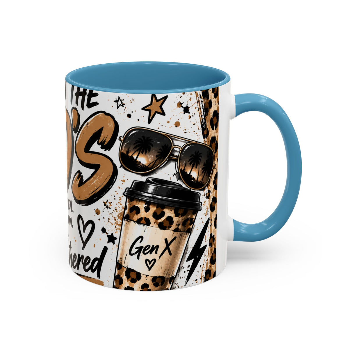 Built in the 80's Coffee Mug — Retro Gen X Leopard Travel Cup Design (11/15oz)