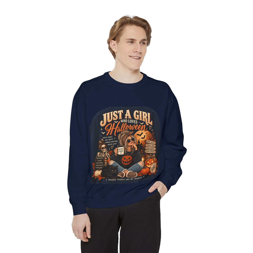 Just a Girl Who Loves Halloween Sweatshirt | Vintage Gen X Spooky Season Crewneck
