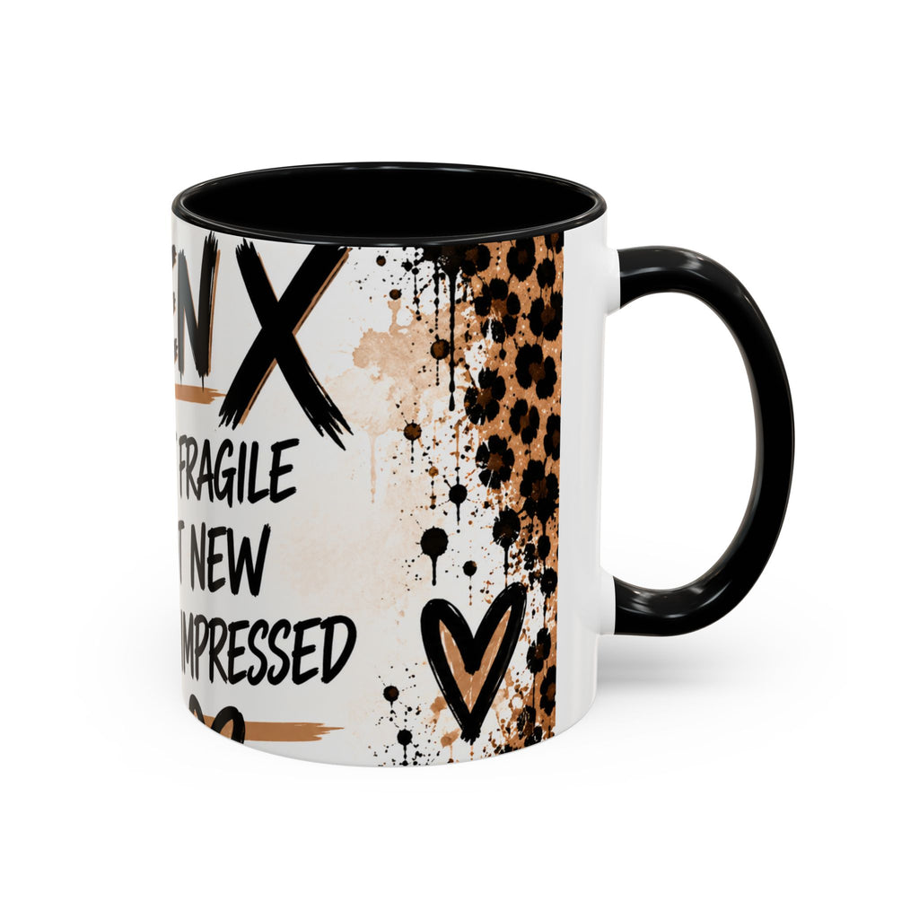 Gen X Coffee Mug — "Not Fragile, Not New, Not Impressed" Leopard Accent