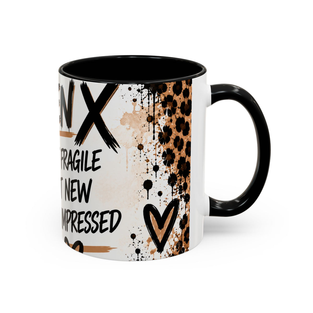 Gen X Coffee Mug — "Not Fragile, Not New, Not Impressed" Leopard Accent