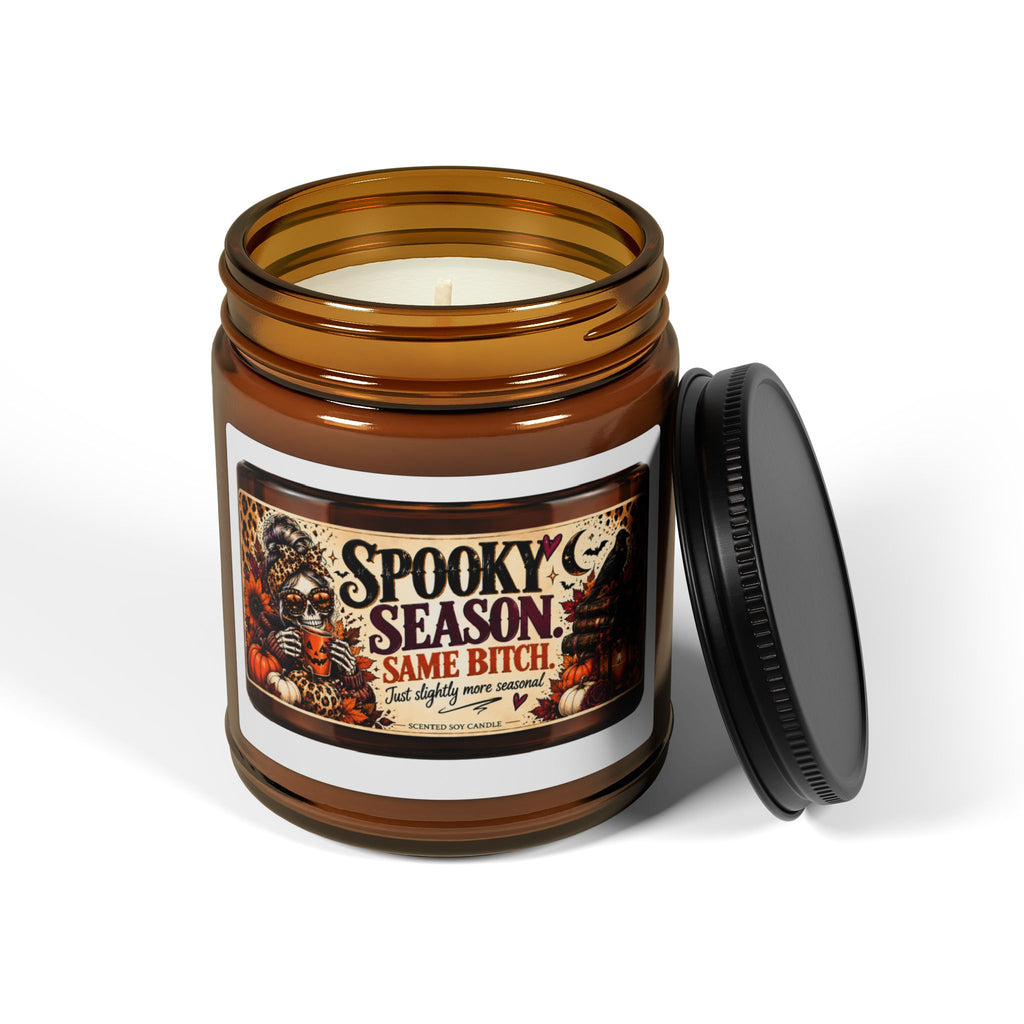 Spooky Season Soy Candle — Amber Jar ("Spooky Season Same Bitch")