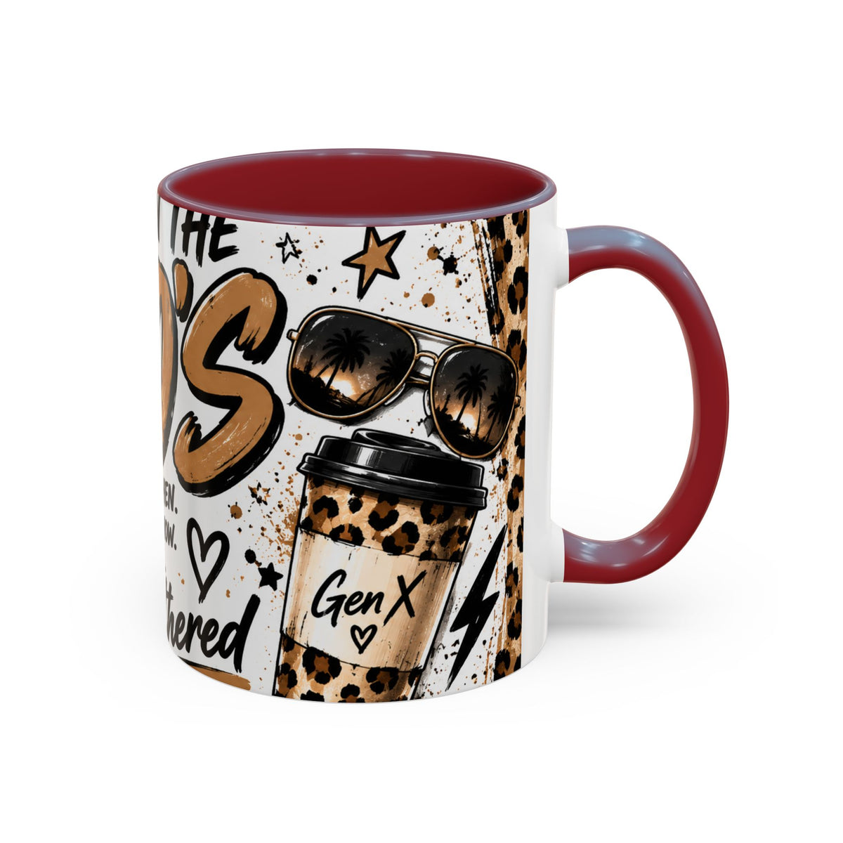 Built in the 80's Coffee Mug — Retro Gen X Leopard Travel Cup Design (11/15oz)