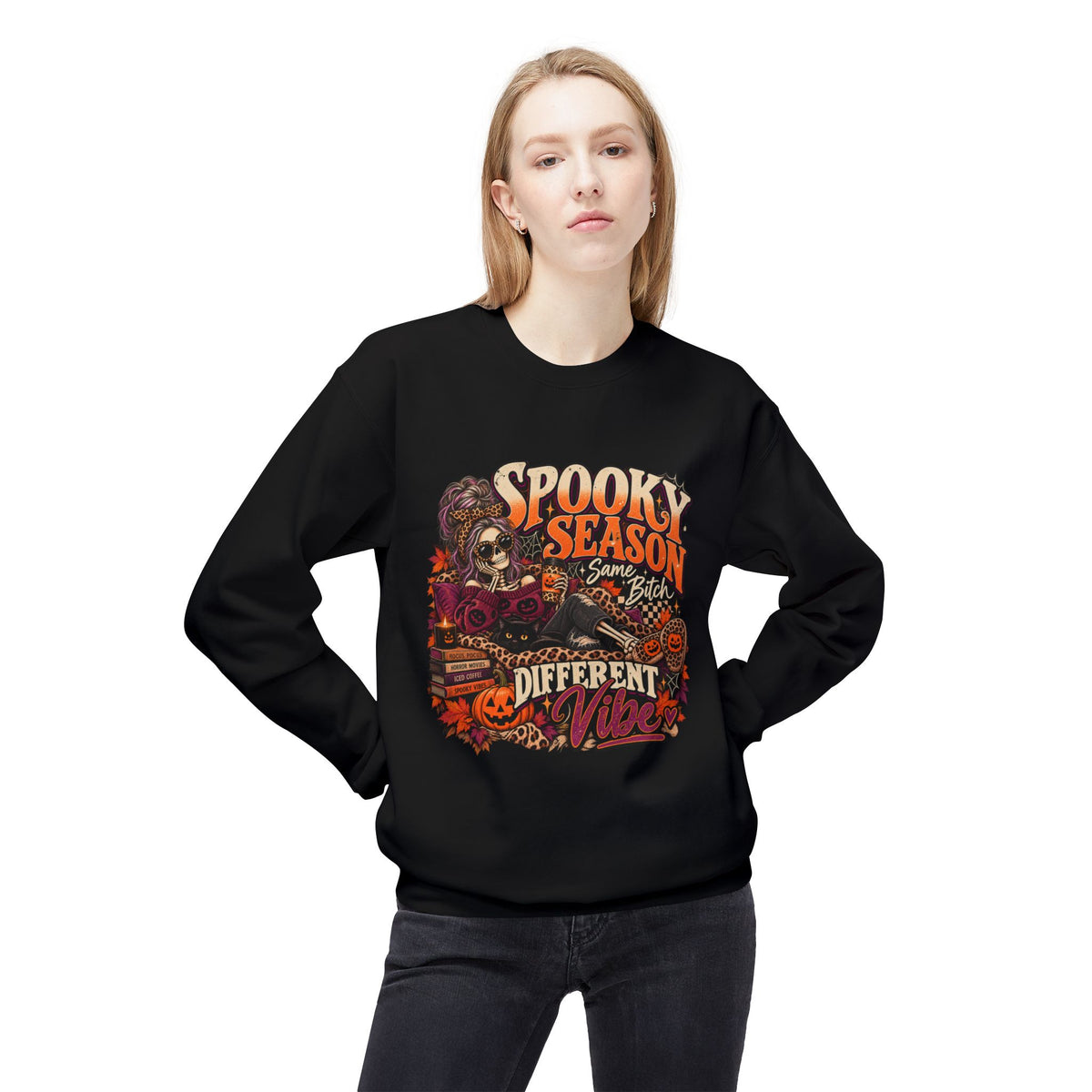 Spooky Season Crewneck Sweatshirt – Retro Halloween Graphic "Different Vibe"