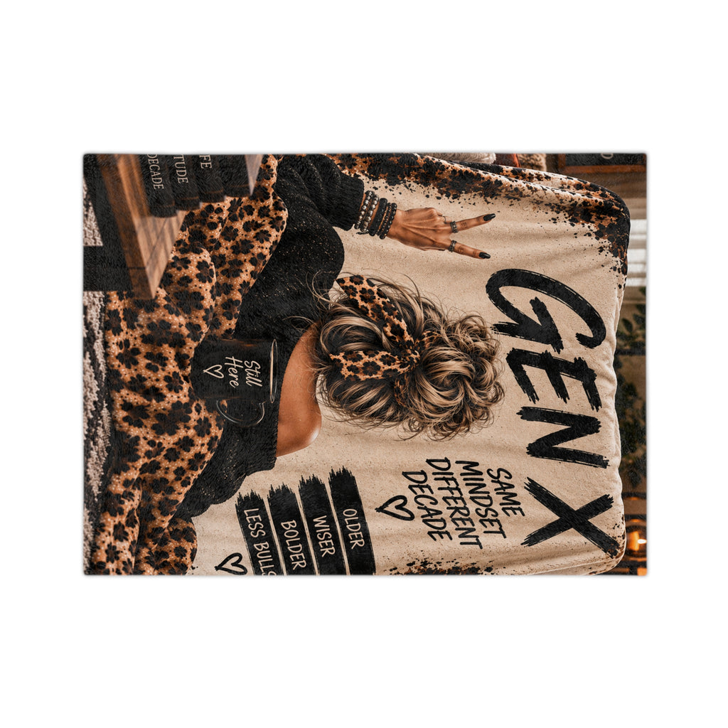 Gen X Leopard Velveteen Blanket – “Same Mindset, Different Decade” Cozy Throw for Women