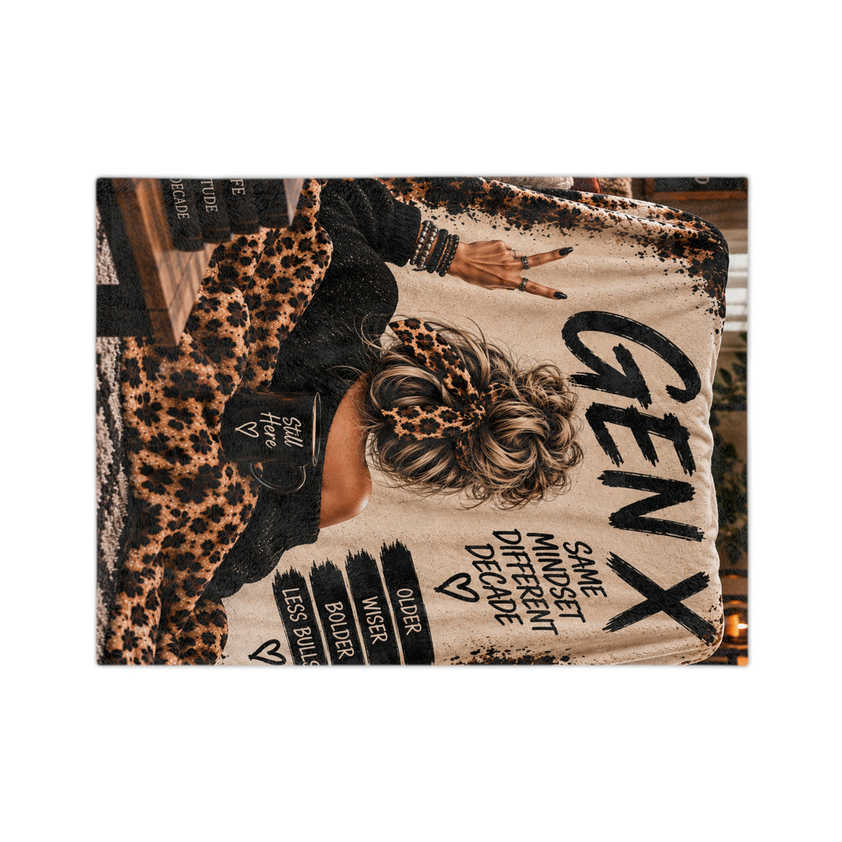 Gen X Leopard Velveteen Blanket – “Same Mindset, Different Decade” Cozy Throw for Women
