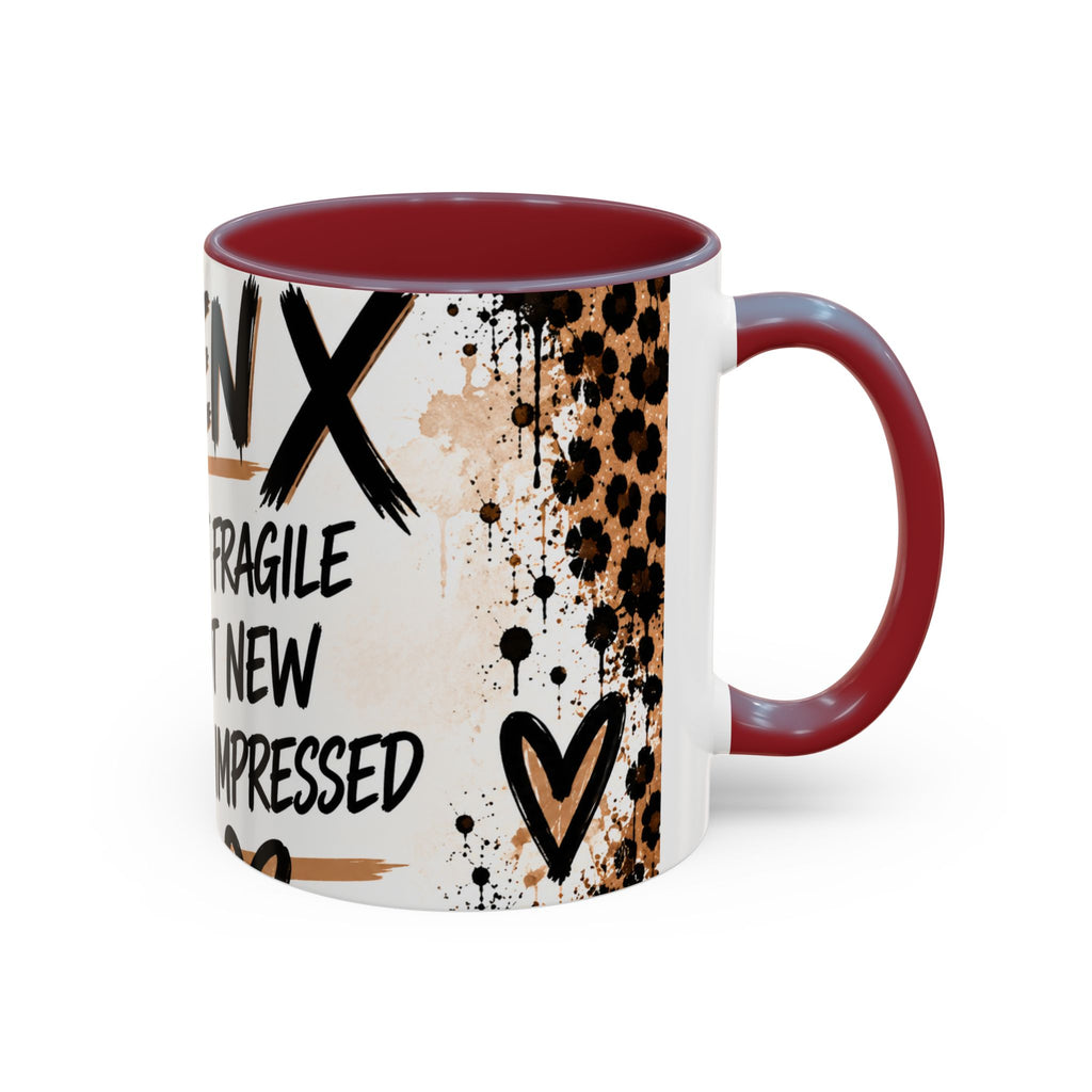 Gen X Coffee Mug — "Not Fragile, Not New, Not Impressed" Leopard Accent