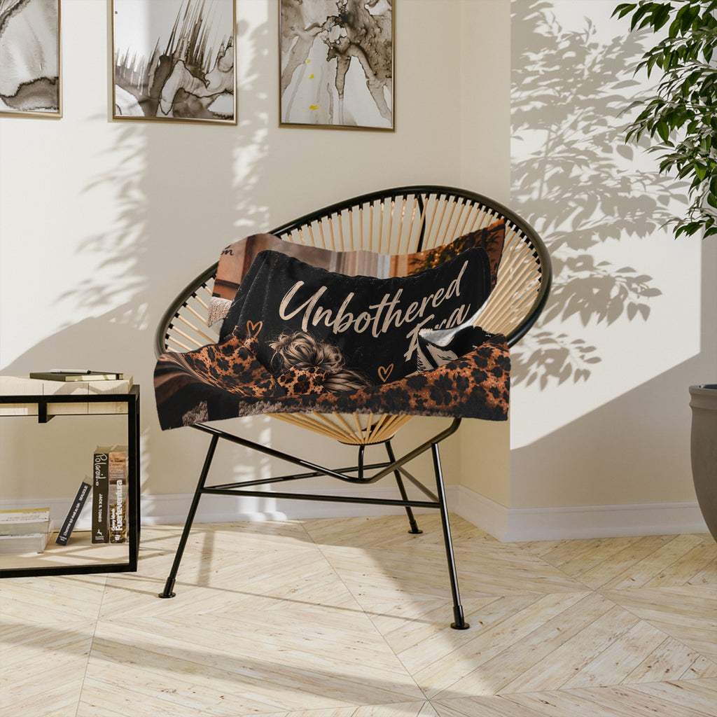 Unbothered Era Microfiber Blanket — Cozy Leopard Throw with 'Same Soul, Bolder Standards, Happier Me' Design
