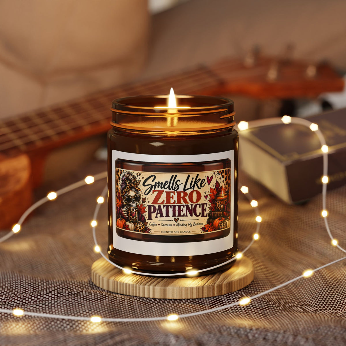 Smells Like Zero Patience Soy Candle — Amber Jar