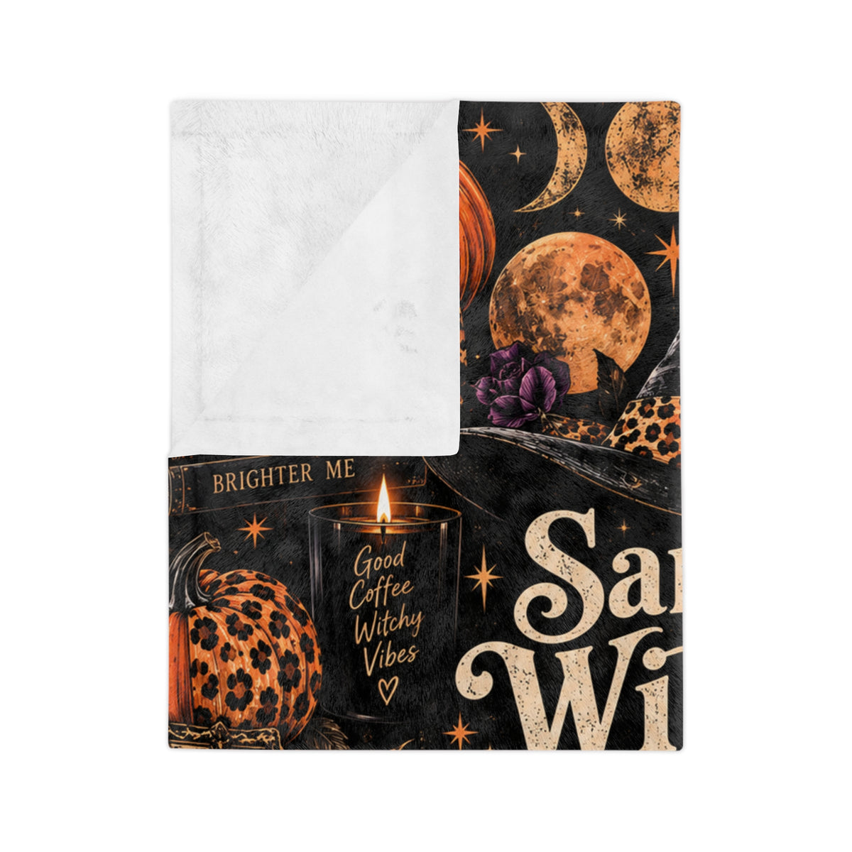 Witchy Halloween Velveteen Microfiber Blanket — "Same Witch Different Decade"