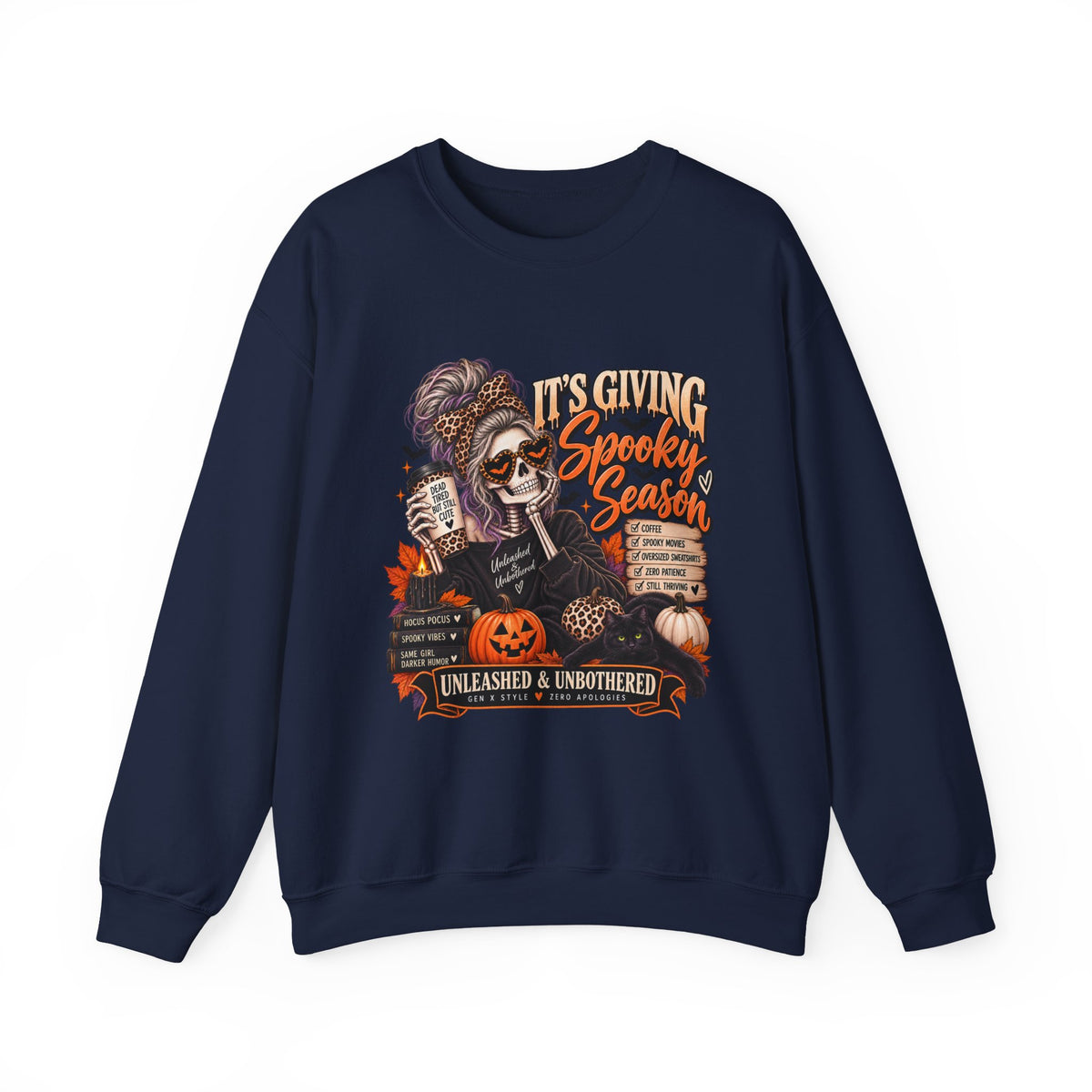 Halloween Sweatshirt - "It's Giving Spooky Season" Skeleton Witch Crewneck