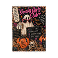 Spooky Girls Club Velveteen Blanket — Halloween Leopard Pumpkin Ghost Throw