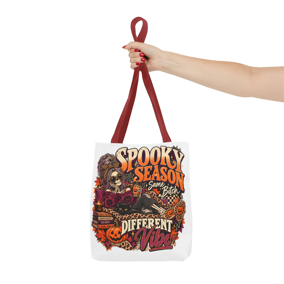 Spooky Season Tote Bag – "Different Vibe" Halloween Skull Graphic