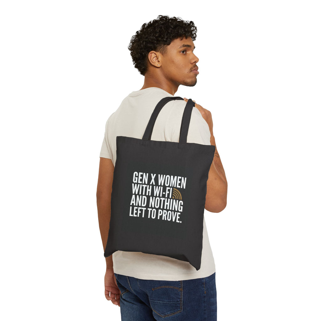 Gen X Women Tote Bag – "Gen X Women with Wi‑Fi and Nothing Left to Prove" Cotton Canvas Grocery/Everyday Tote