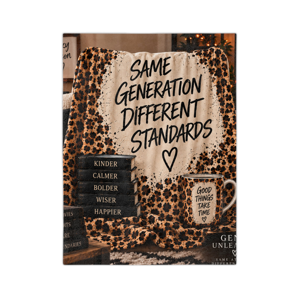 Leopard Sherpa Blanket – "Same Generation Different Standards" Cozy Throw