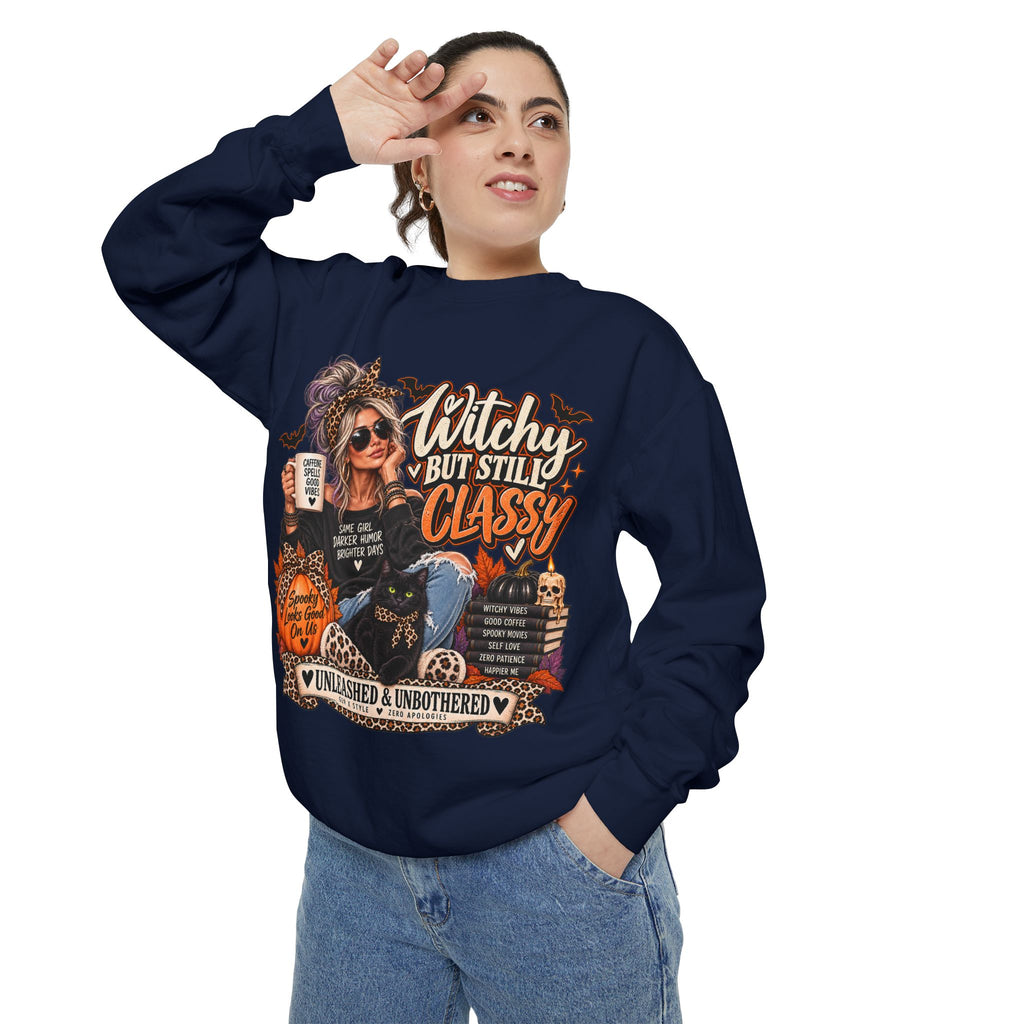 Witchy But Still Classy Sweatshirt — Halloween Graphic Crewneck