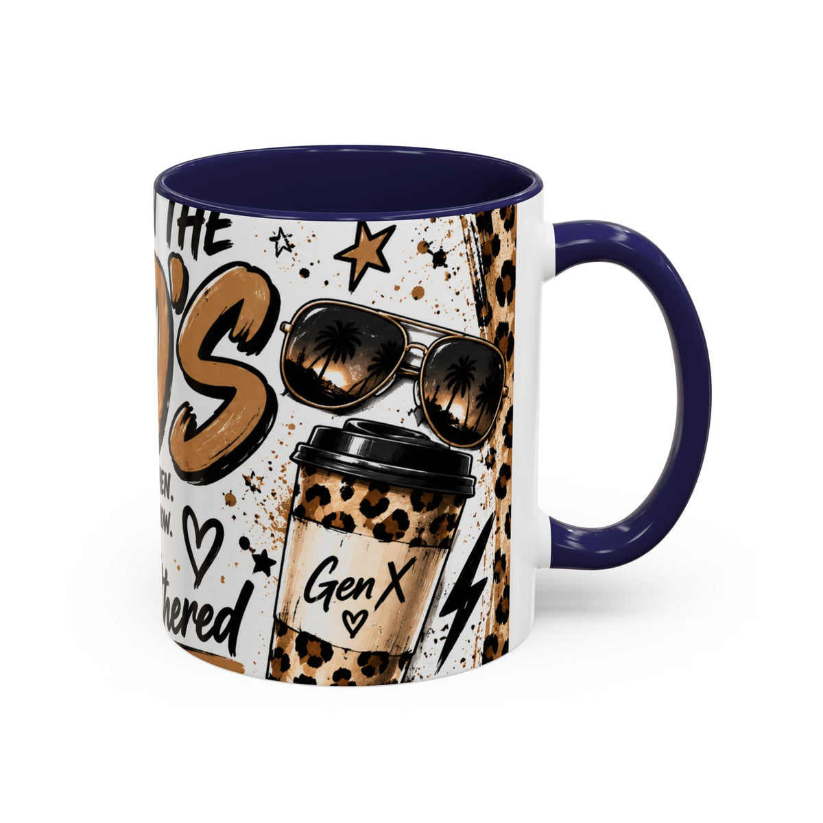 Built in the 80's Coffee Mug — Retro Gen X Leopard Travel Cup Design (11/15oz)