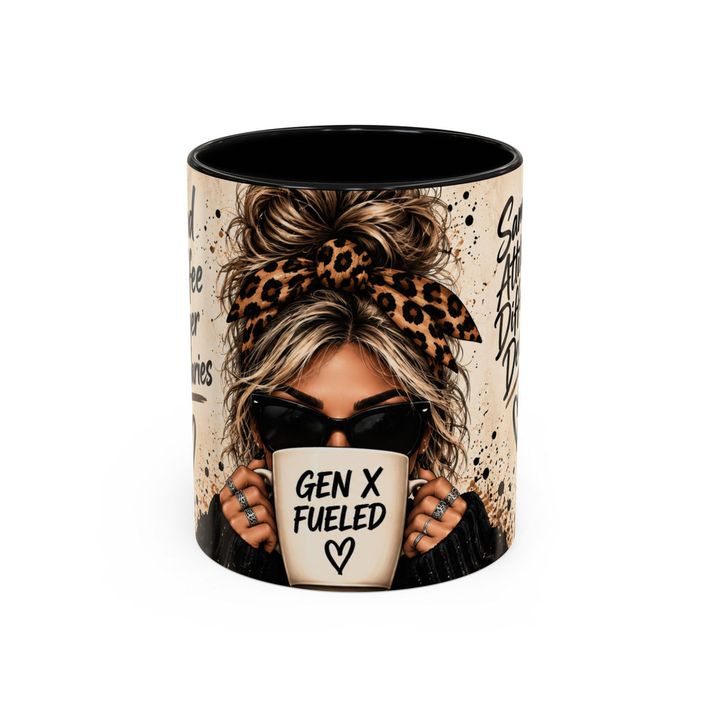 Gen X Fueled Accent Coffee Mug — “Same Attitude Different Decade” Leopard Design (11/15oz)