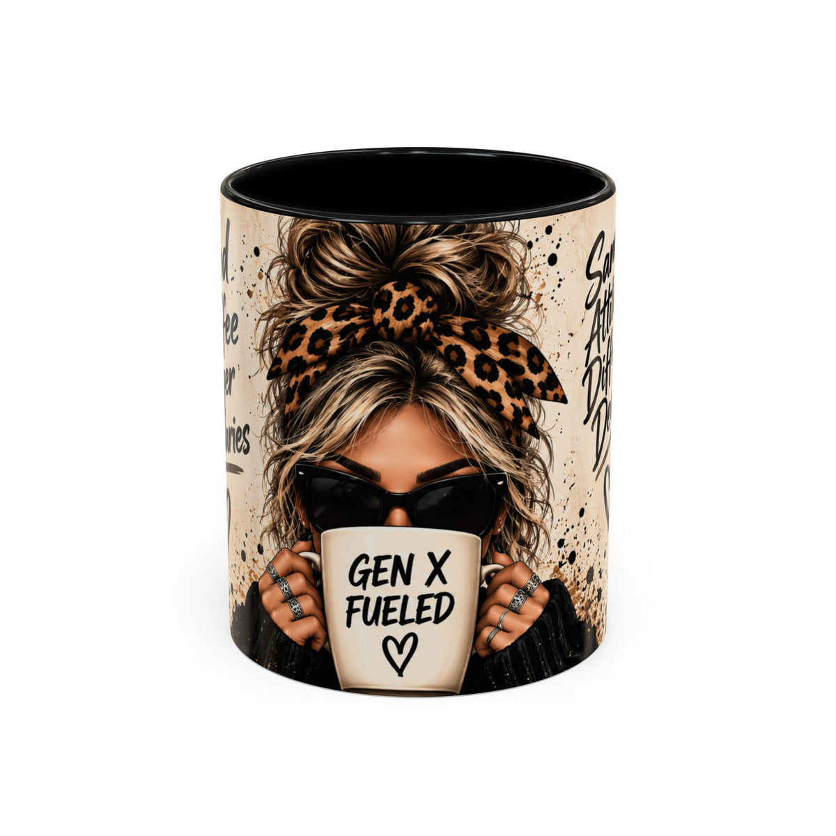 Gen X Fueled Accent Coffee Mug — “Same Attitude Different Decade” Leopard Design (11/15oz)