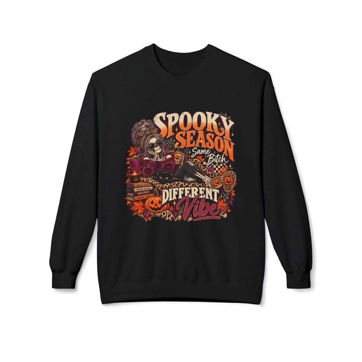 Spooky Season Crewneck Sweatshirt – Retro Halloween Graphic "Different Vibe"
