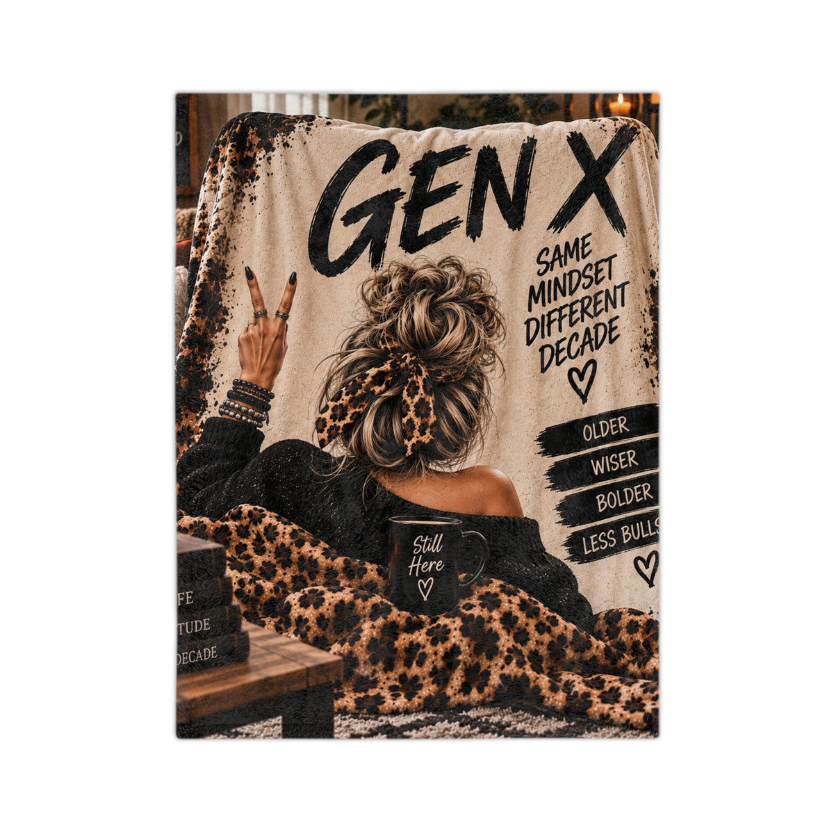 Gen X Leopard Velveteen Blanket – “Same Mindset, Different Decade” Cozy Throw for Women