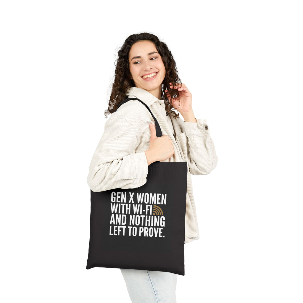 Gen X Women Tote Bag – "Gen X Women with Wi‑Fi and Nothing Left to Prove" Cotton Canvas Grocery/Everyday Tote