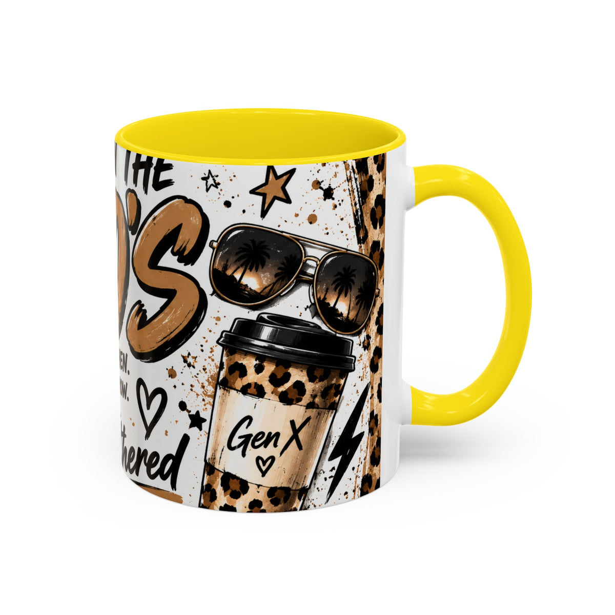 Built in the 80's Coffee Mug — Retro Gen X Leopard Travel Cup Design (11/15oz)