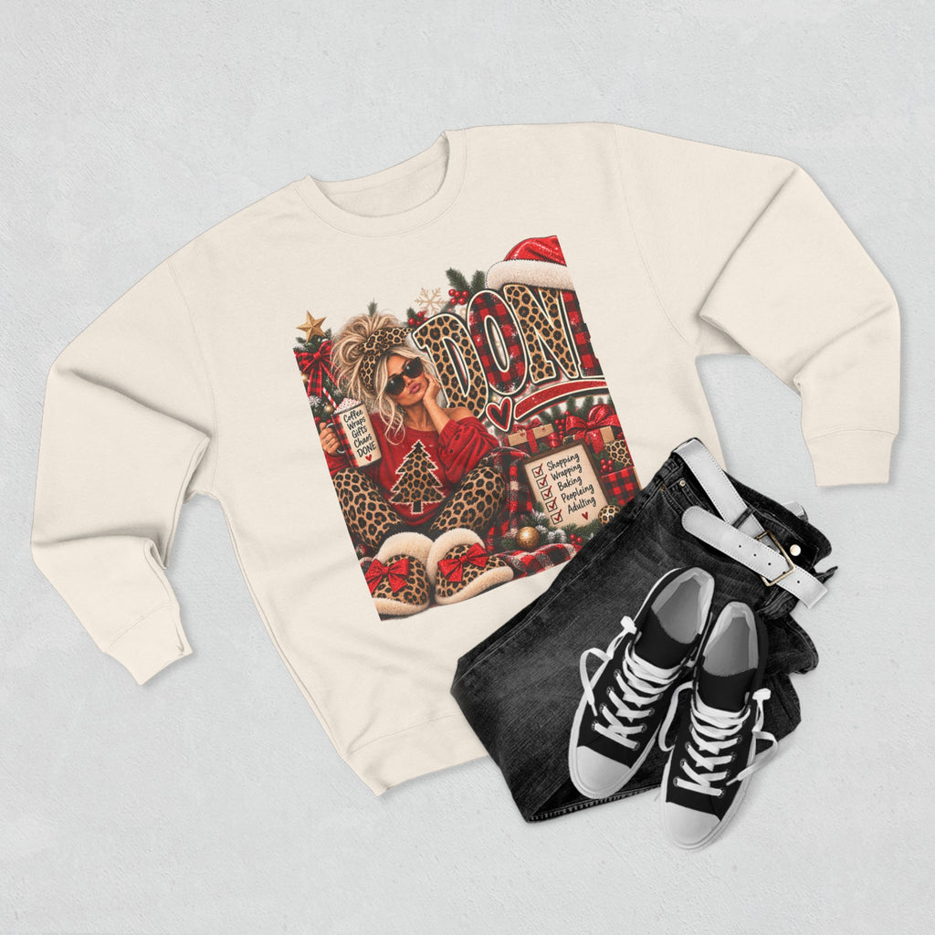 Christmas Mom Crewneck Sweatshirt - Leopard Santa Holiday Graphic