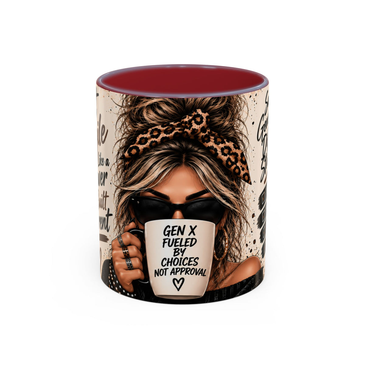 Gen X Coffee Mug - "Gen X Fueled by Choices Not Approval" Leopard Accent Mug