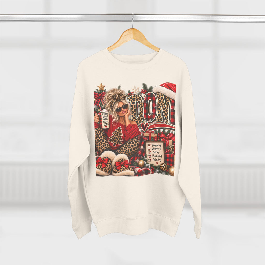 Christmas Mom Crewneck Sweatshirt - Leopard Santa Holiday Graphic