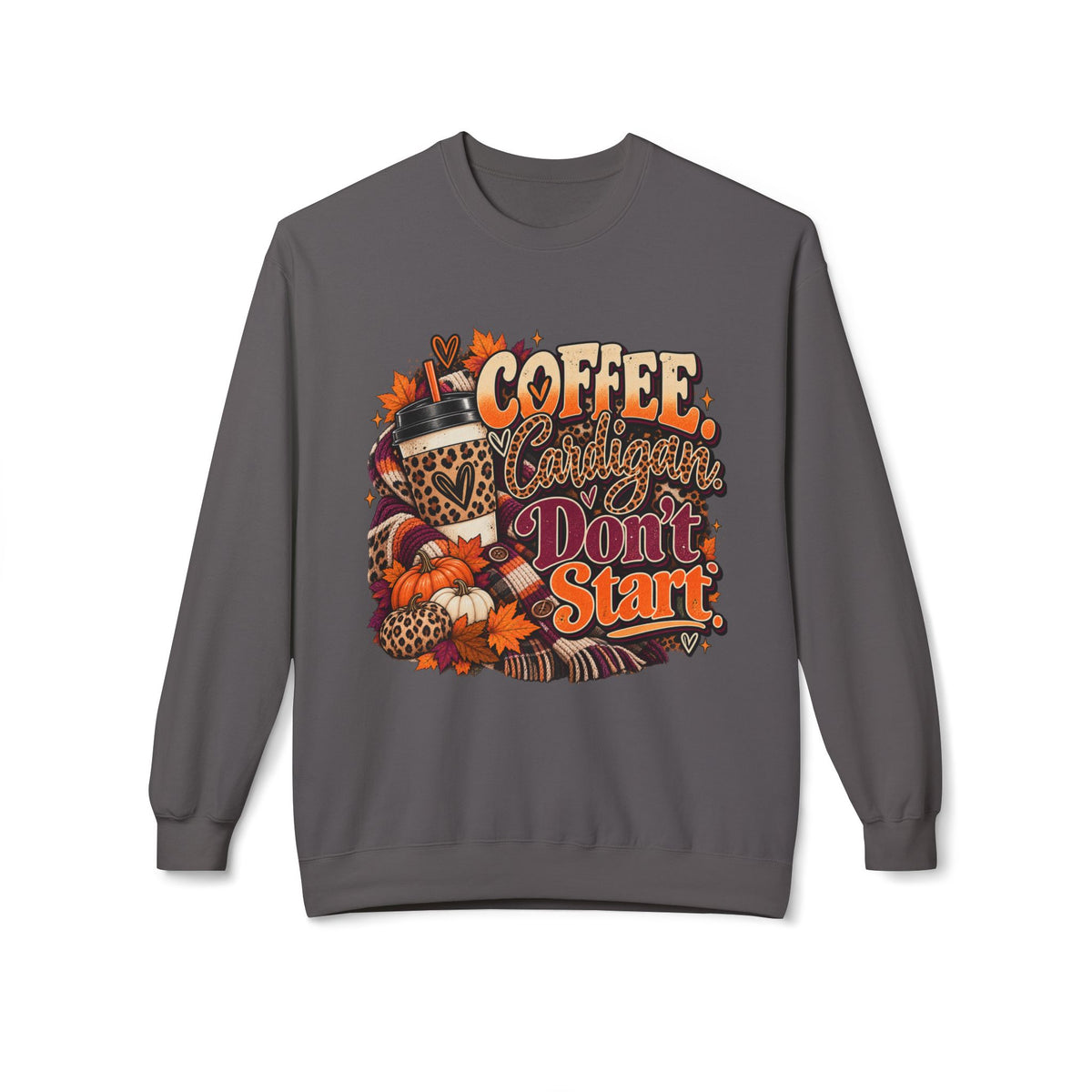 Coffee & Cattitude Sweatshirt — "Coffee and Cattitude Don't Start" Fall Crewneck