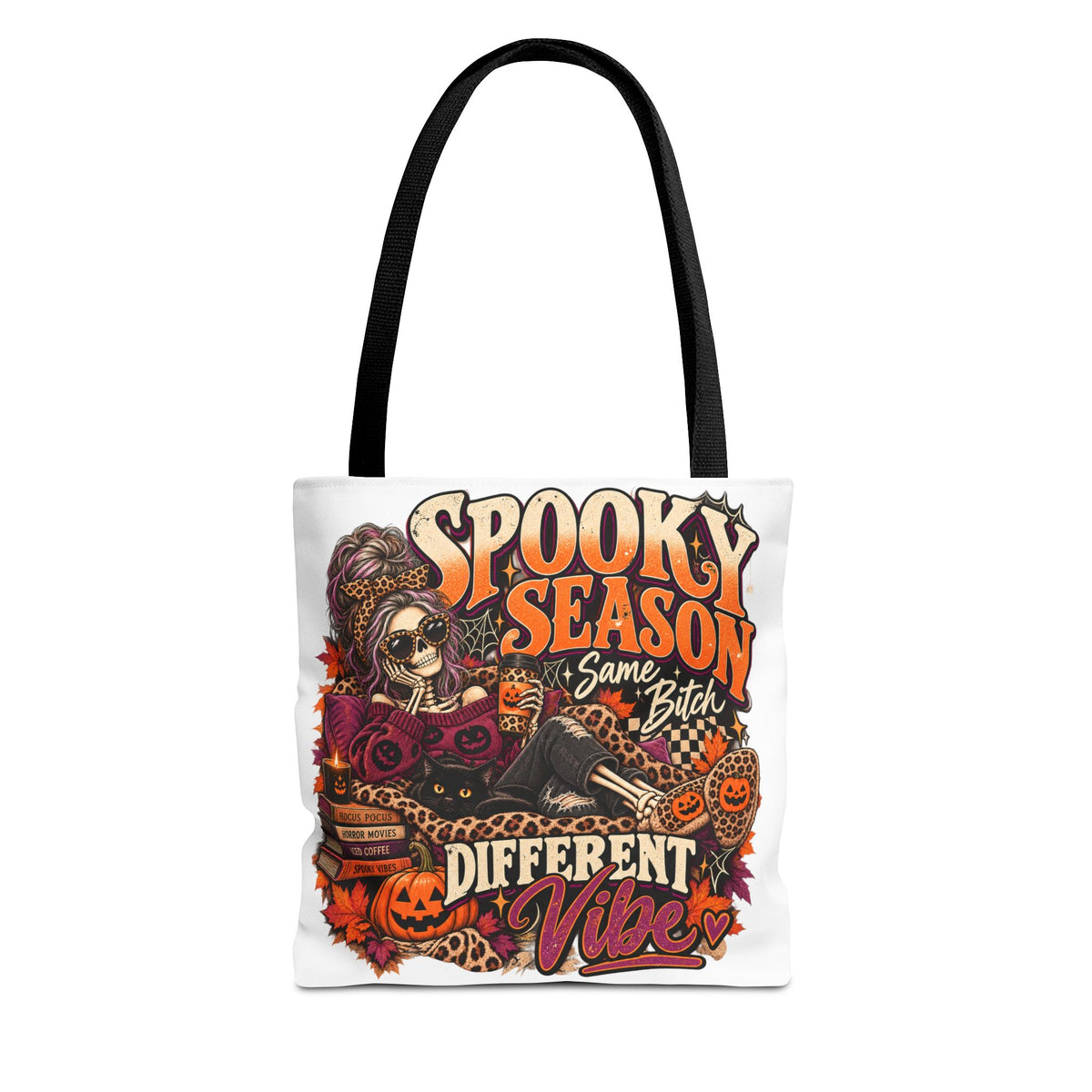 Spooky Season Tote Bag – "Different Vibe" Halloween Skull Graphic