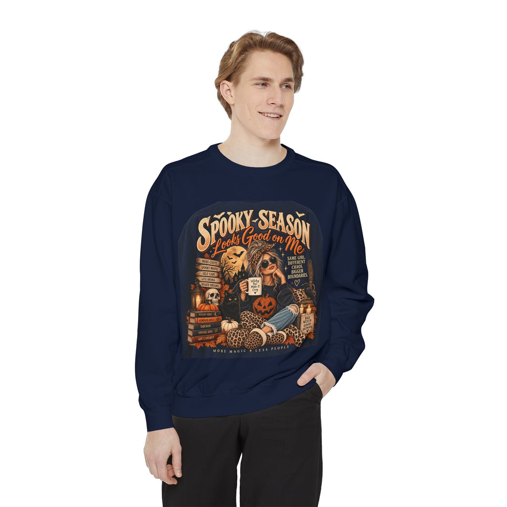 Spooky Season Looks Good on Me Sweatshirt | Vintage Gen X Halloween Crewneck