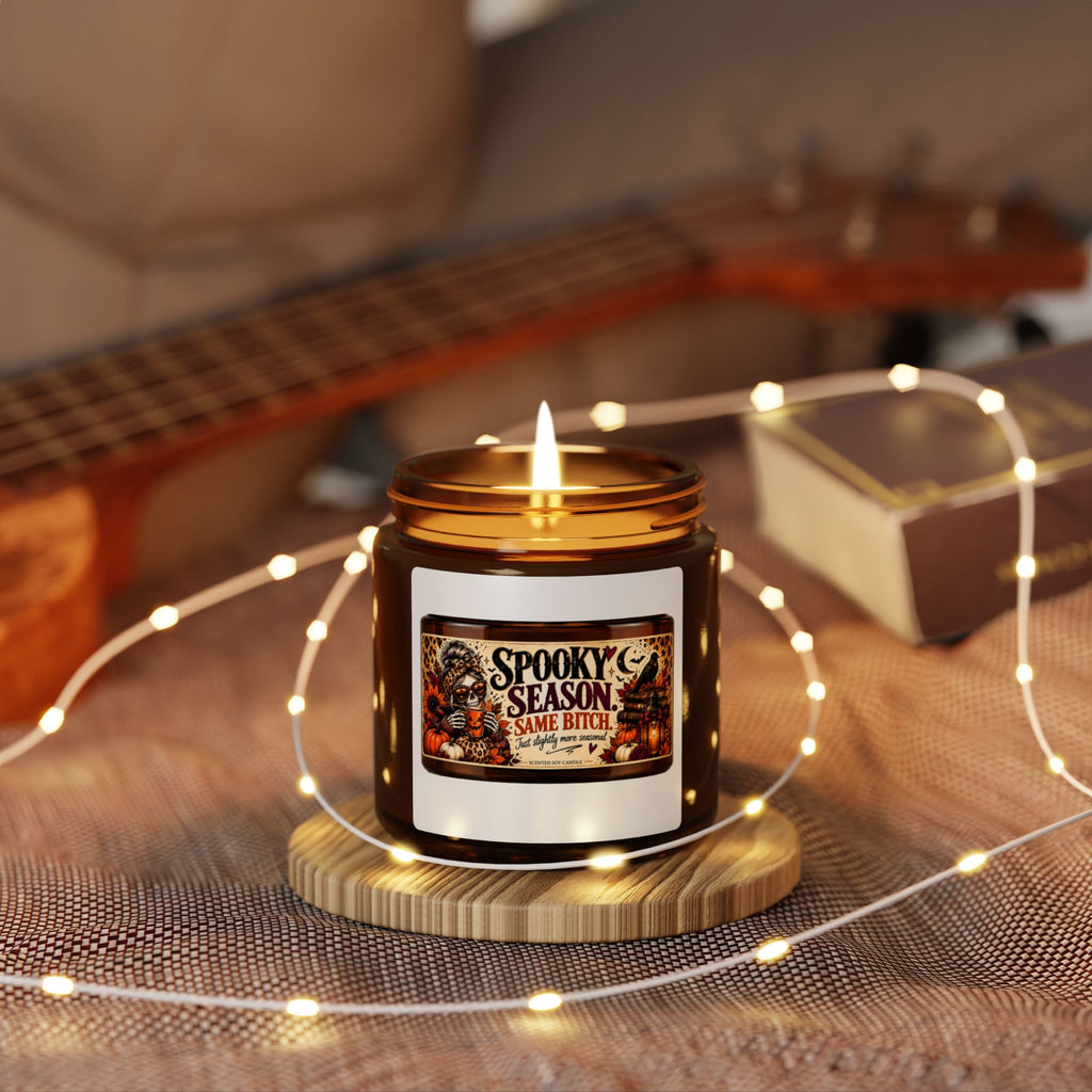 Spooky Season Soy Candle — Amber Jar ("Spooky Season Same Bitch")