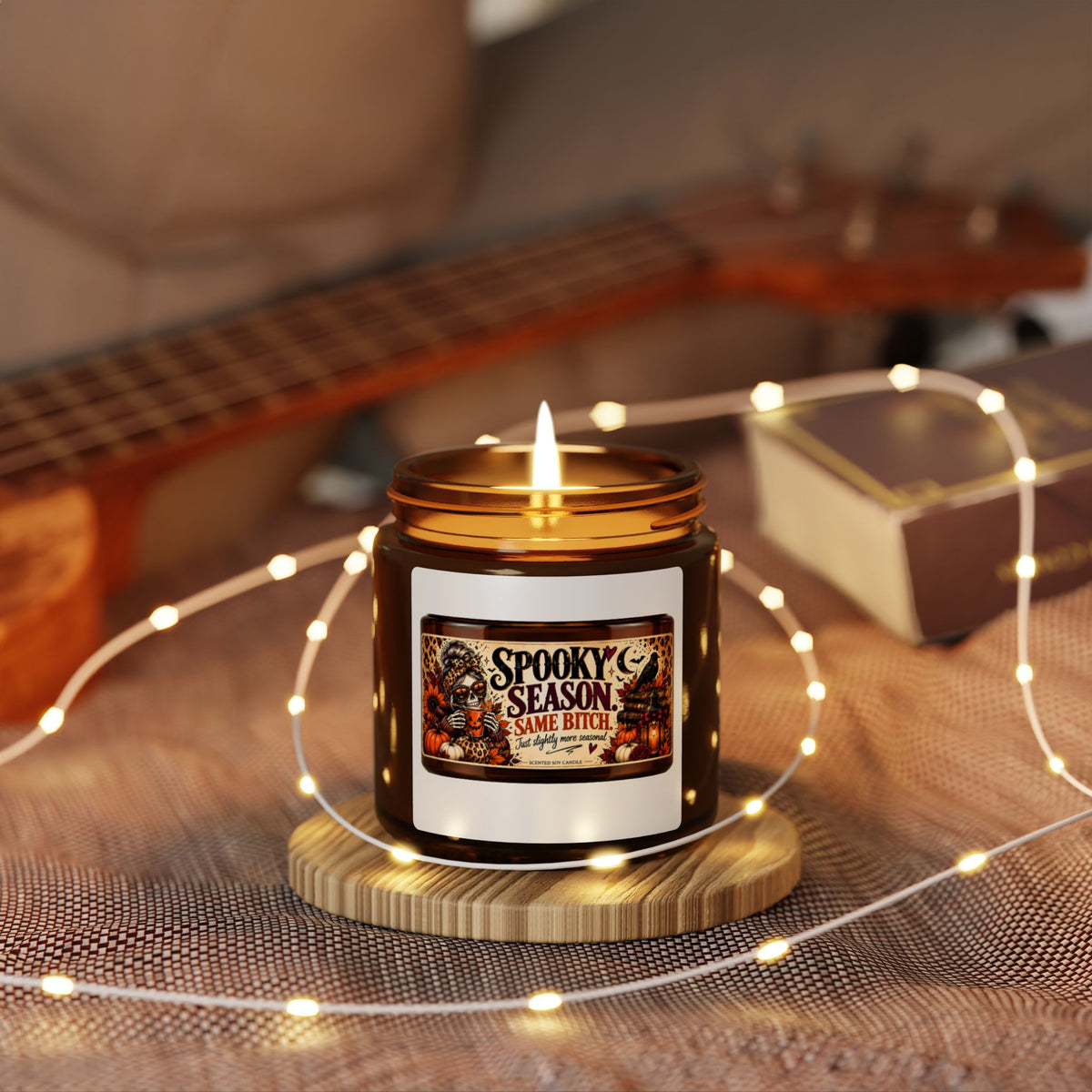 Spooky Season Soy Candle — Amber Jar ("Spooky Season Same Bitch")
