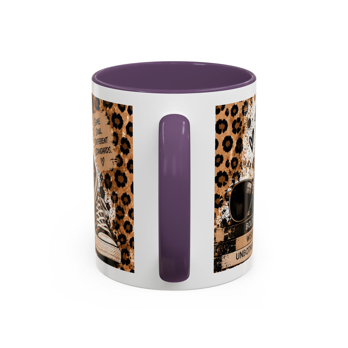 Good Coffee Bigger Boundaries Accent Mug — Leopard Sneaker Coffee Quote (11/15oz)