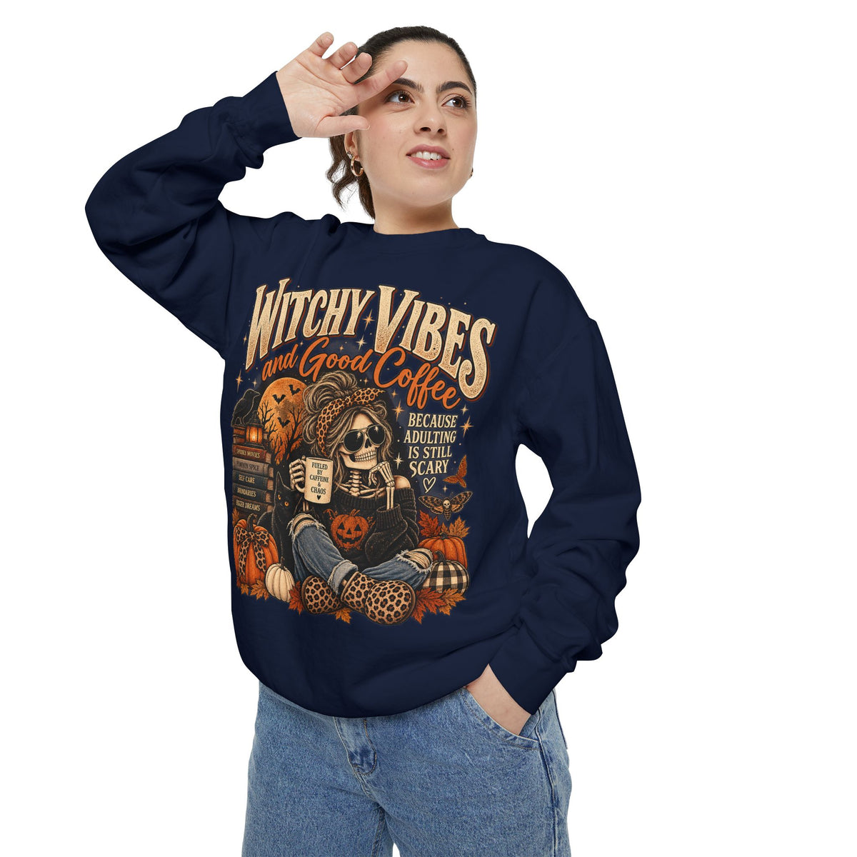 Witchy Vibes & Good Coffee Sweatshirt | Vintage Halloween Crewneck | Gen X Fall Style