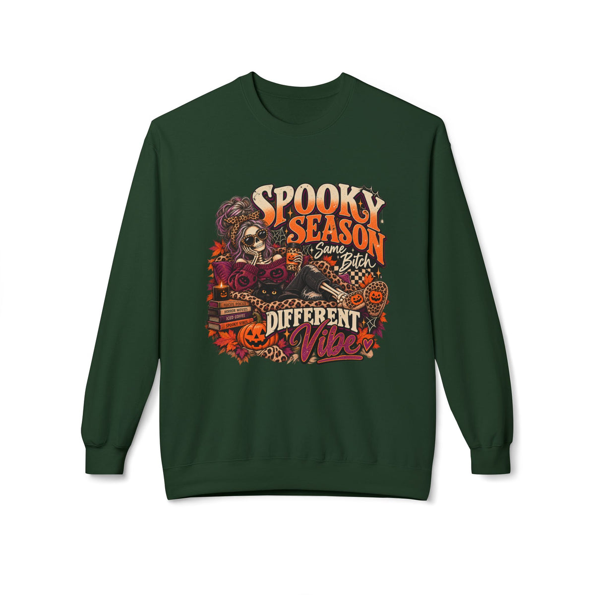 Spooky Season Crewneck Sweatshirt – Retro Halloween Graphic "Different Vibe"